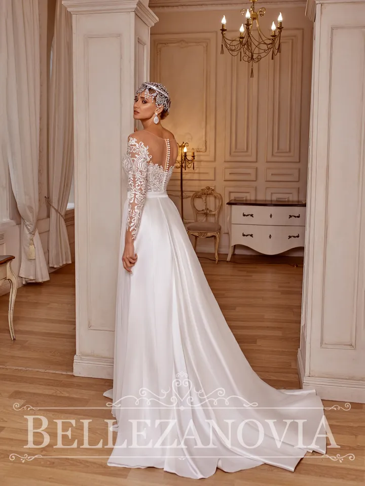 Long Sleeve Wedding Dress, Long Sleeve Lace Wedding Gown, Chiffon Long Wedding Gown Lace Sleeves, Custom size wedding dress, Custom dress,