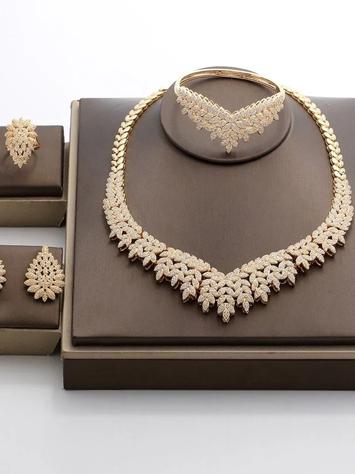 Silver Royal wedding jewelry set Necklace wedding set Gold Bridal Necklace Earrings and Bracelet Set Wedding Accessories Bridal Necklace set