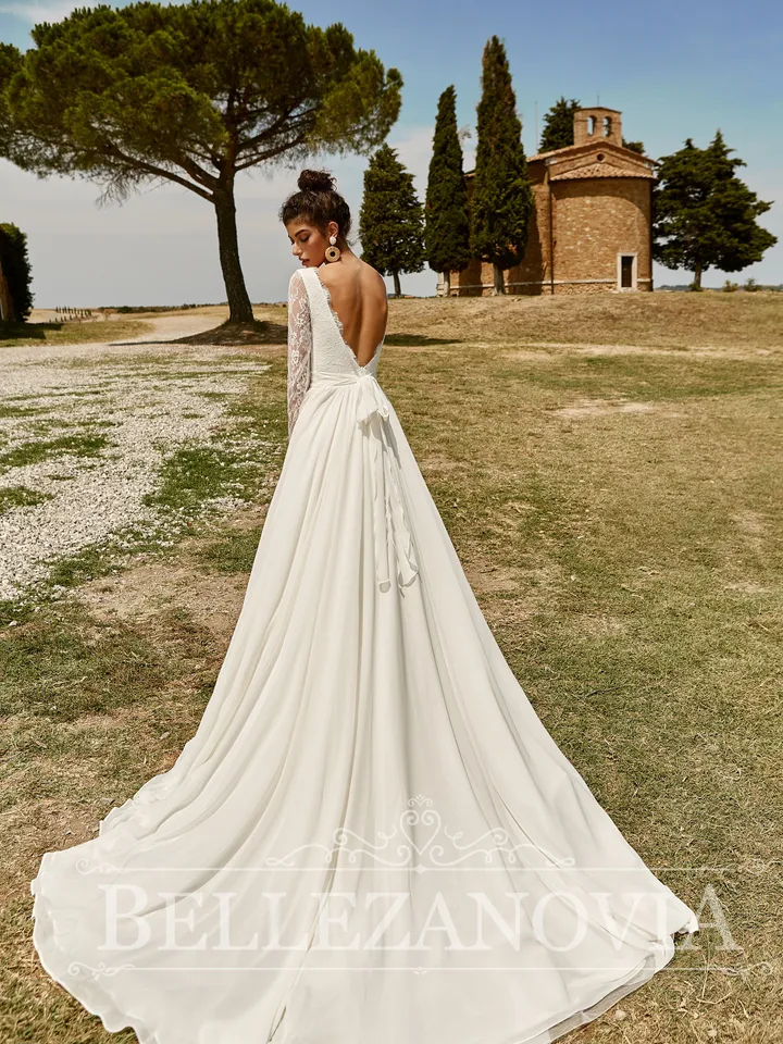 Sleeve Boho wedding dress Long sleeve wedding dress Bohemian wedding dress Simple wedding dress Modest wedding dress Chiffon wedding gown