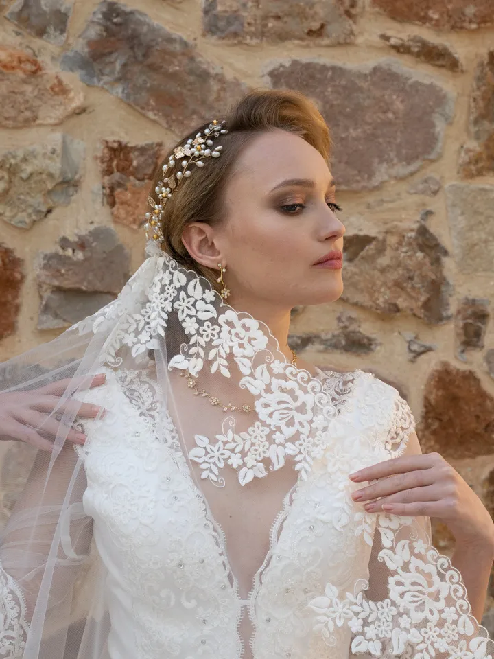 New Cathedral Wedding Veil, Bridal Veil Cathedral, Leaf cathedral veil, Unique veil wedding cathedral, Wedding veil cathedral flowers 900153