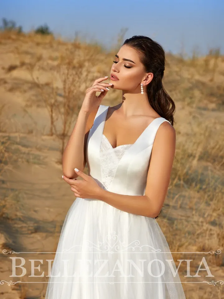 Ivory long Bridesmaid Dress, A-line dress, Satin wedding dress, Minimalist boho bridal dress, Wedding dress vintage, Boho Wedding Dress