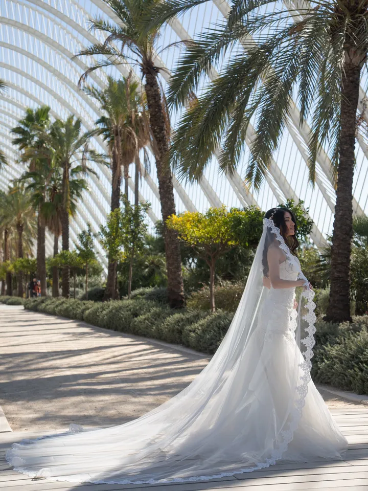 Chantilly lace veil/Cathedral bridal veil/1 tier lace veil wedding /Chapel lace tulle veil/Waltz wedding veil/Lace cathedral veil -900156