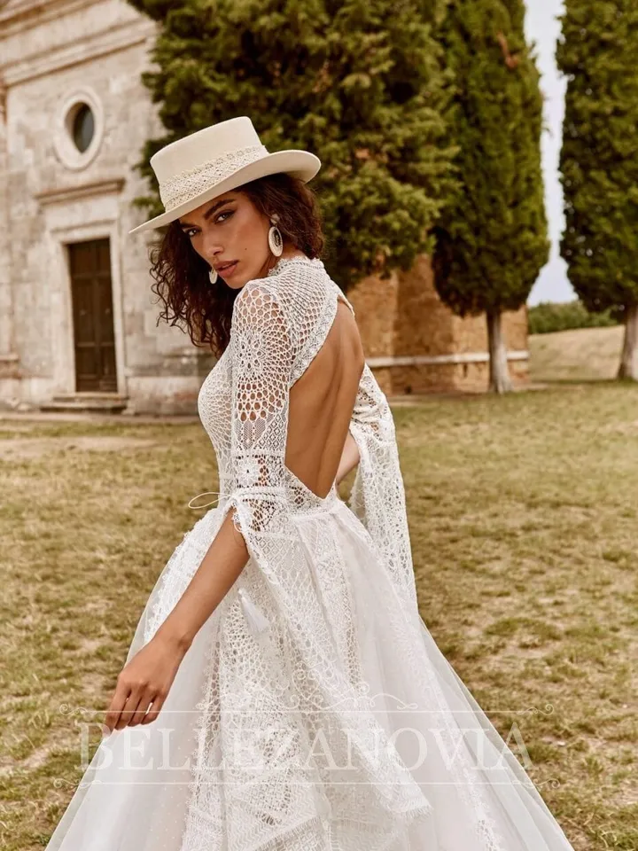 Sleeve Lace Wedding Dress, Long Sleeve Wedding Gown, Boho Bridal Gown, Boho Wedding, Ivory lace wedding dress sleeves, Rustic Bridal Gown
