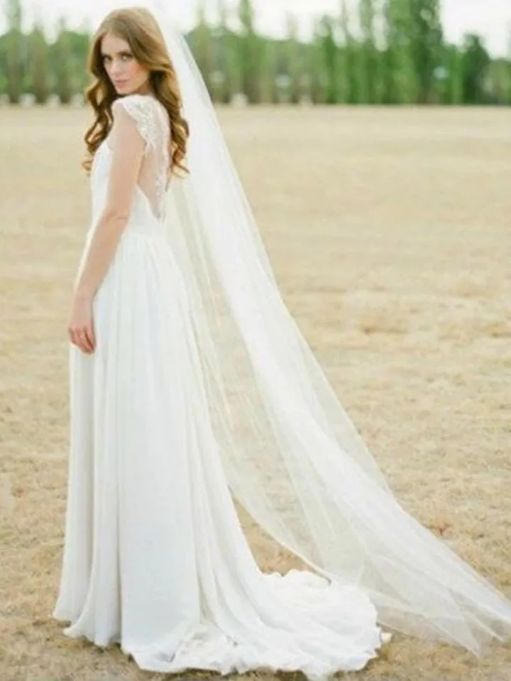 Simple boho veil Raw Cut Edge veil Ivory Drop Veil Raw Edge Veil Veil white Simple Veil Wedding Cathedral Light Ivory Bridal Veil Drop veil