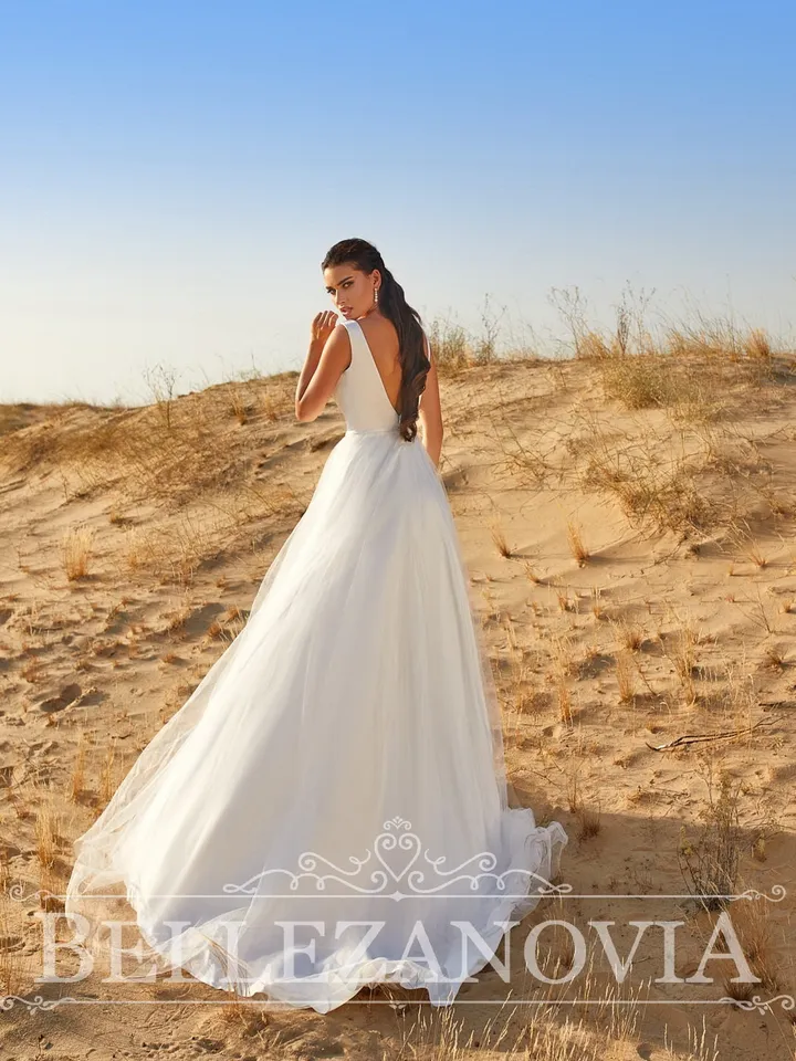 Ivory long Bridesmaid Dress, A-line dress, Satin wedding dress, Minimalist boho bridal dress, Wedding dress vintage, Boho Wedding Dress