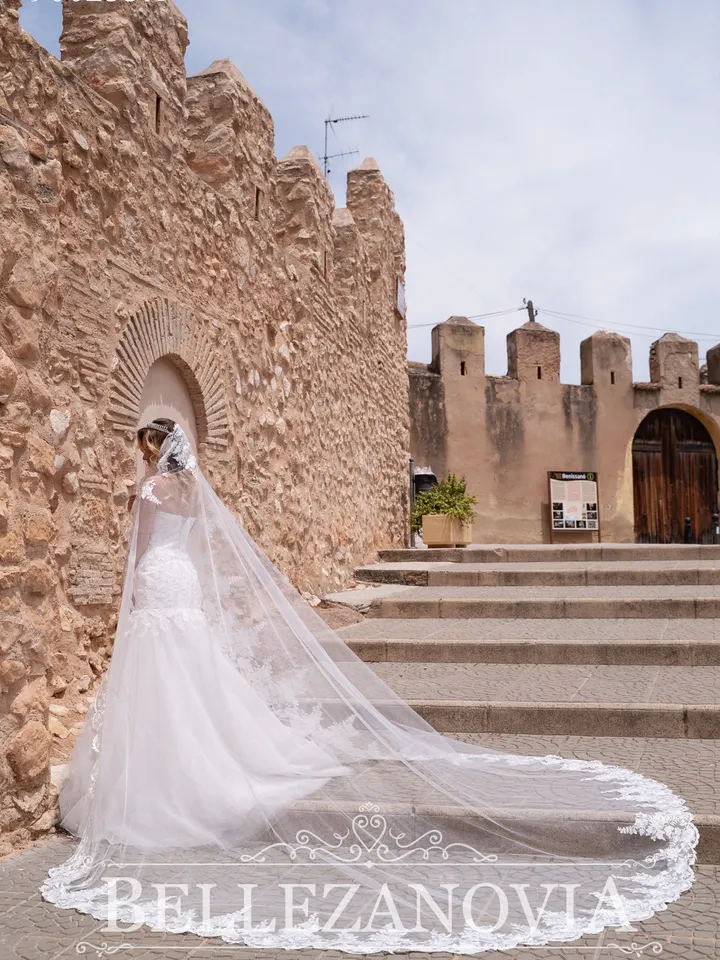 Royal Sequins Veil, Lace Veil Wedding Floral Wedding Veil Cathedral Lace Edge Cathdral Bridal Veil Flowy Wedding Lace Chapel Veil 900233.1