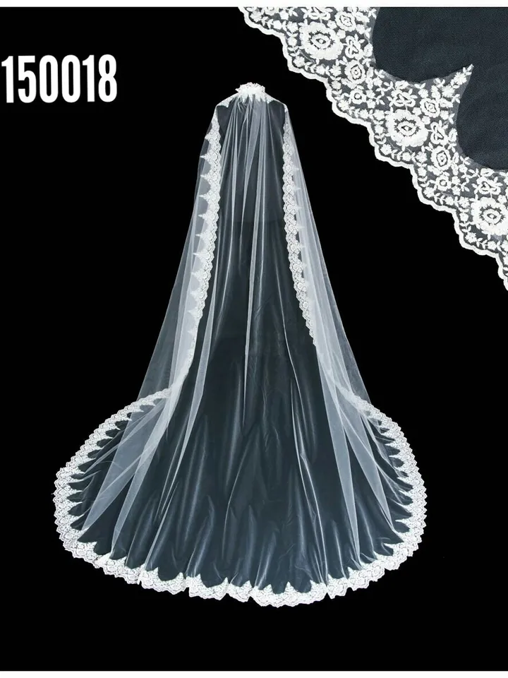 Mantilla Lace Wedding Veil, Bridal Lace Veil, Spanish lace fingertip veil soft veil Mantilla lace, white ivory fully laced Mantilla veil