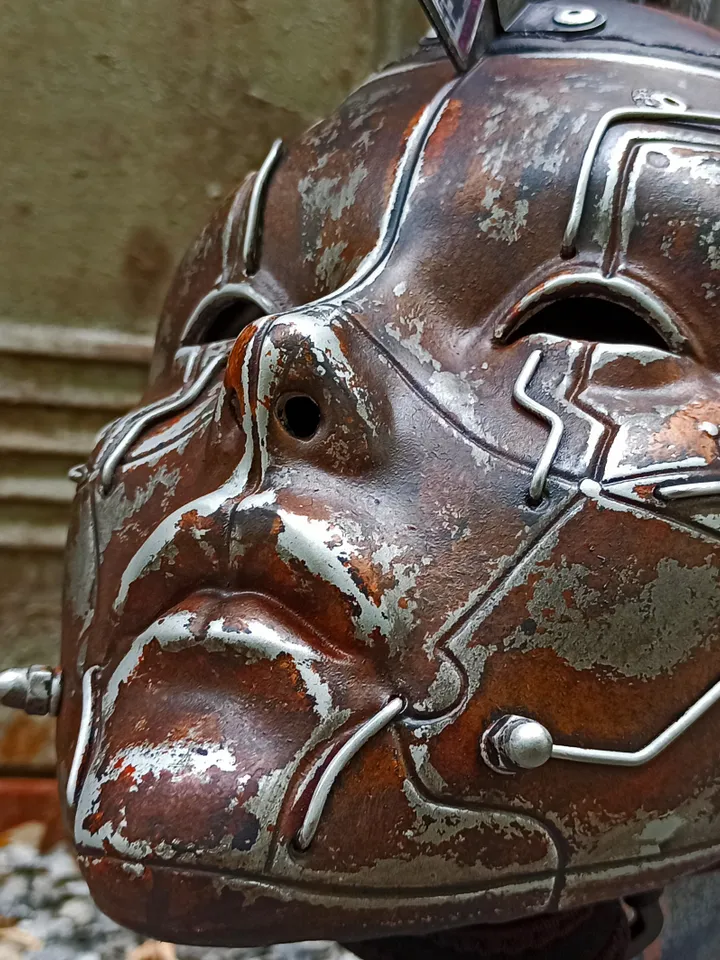 Japanese Samurai Horror Mask / Helmet in Post-Apocalyptic & Cyberpunk style