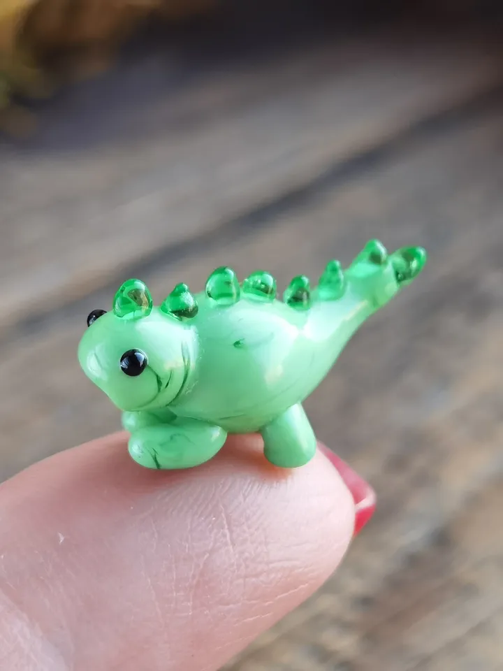 DINOSAUR ORNAMENTS Dinosaur figurine Glass dinosaur decor Miniature Dinosaur gift Dino figurine Glass figurines Tiny glass animals Terrarium