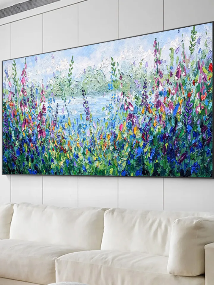 Original Oil Painting On Canvas, Abstract Modern Colorful Flower Painting, Large Wall Art, Boho Wall Décor, Home Decor, Bedroom Wall Decor