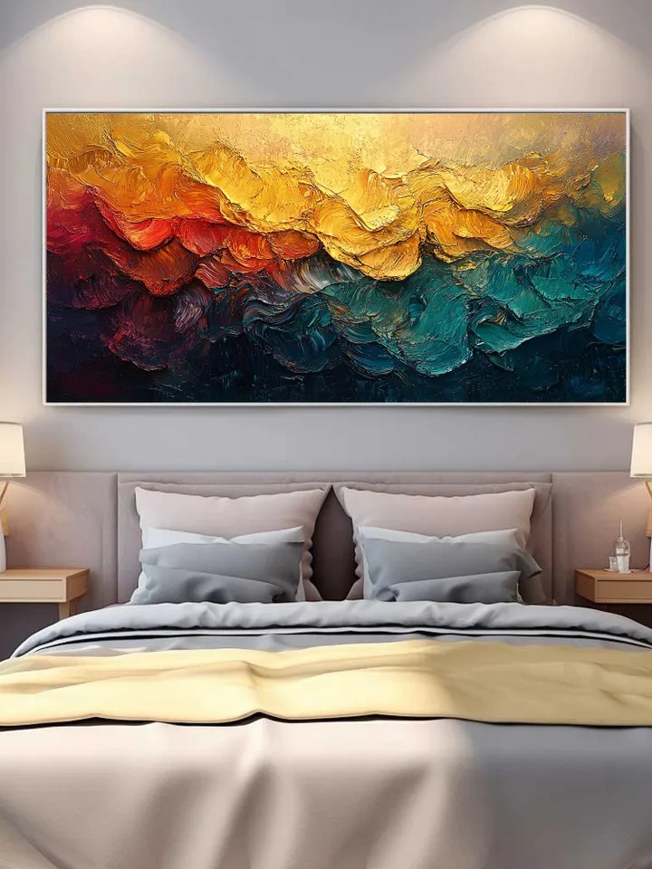 Original Textured Colorful Oil Painting On Canvas, Large Wall Art, Abstract Acrylic Painting, Custom Painting Living room Bedroom Wall Decor