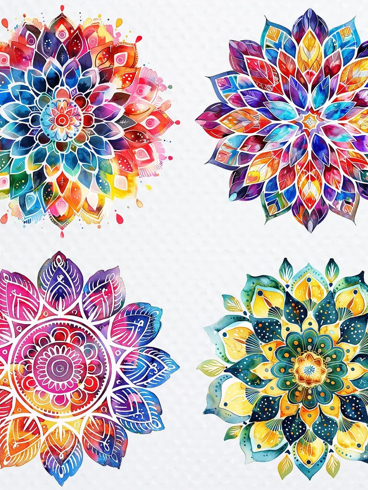 25 Abstract Mandala PNG Bundle, Spiritual Mandala Watercolor clipart for sublimation pack, Digital download, Paper craft, junk journal