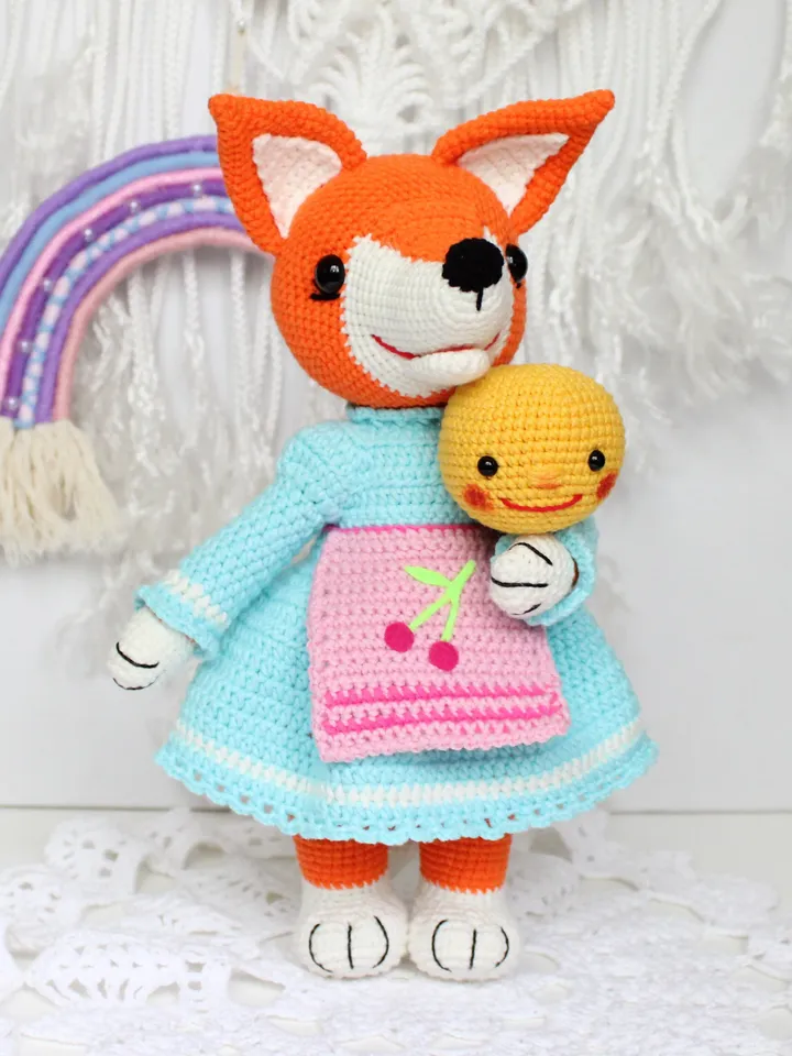 Crochet fox pattern Amigurumi fox pattern PDF in English Crochet toy fox in dress