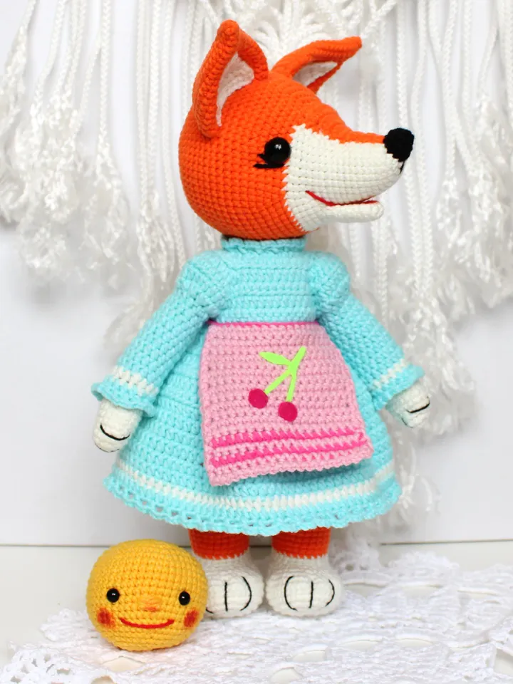 Crochet fox pattern Amigurumi fox pattern PDF in English Crochet toy fox in dress