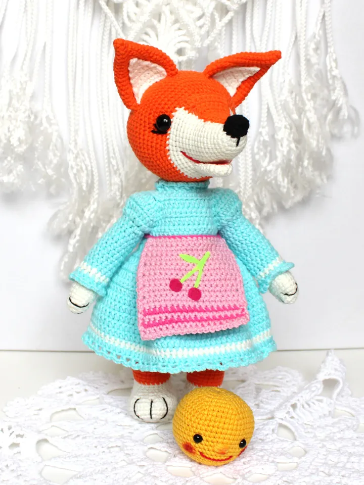 Crochet fox pattern Amigurumi fox pattern PDF in English Crochet toy fox in dress