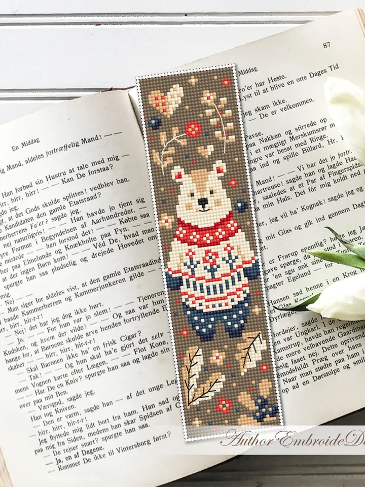 Scandinavian bookmark set cross stitch pattern PDF download Folk art animals cross stitch chart, Fall bookmarks pattern digital PDF #B430