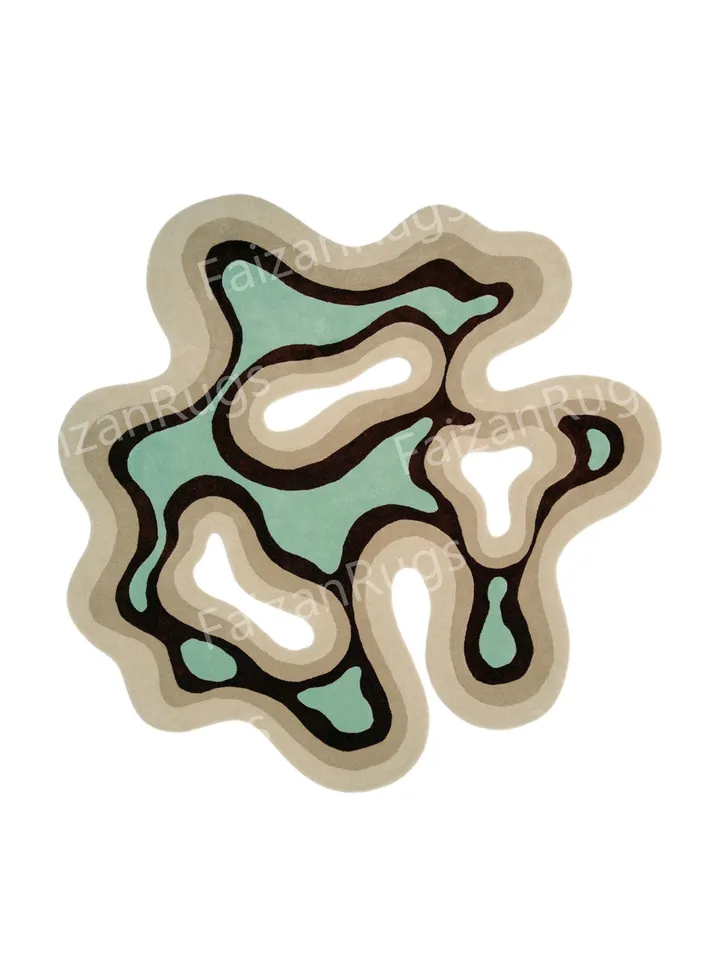 Buy Amoeba Shaped Rug Hand-Tufted 100% Wool Handmade Area Rug Carpet for Home, Bedroom, Living Room, Kids Room, Custom Rug Also.