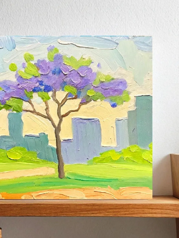 Jacaranda Oil Painting Los Angeles Impasto Jacaranda Original Art California Plein Air Small Artwork Gift by ArtProkopaloSv
