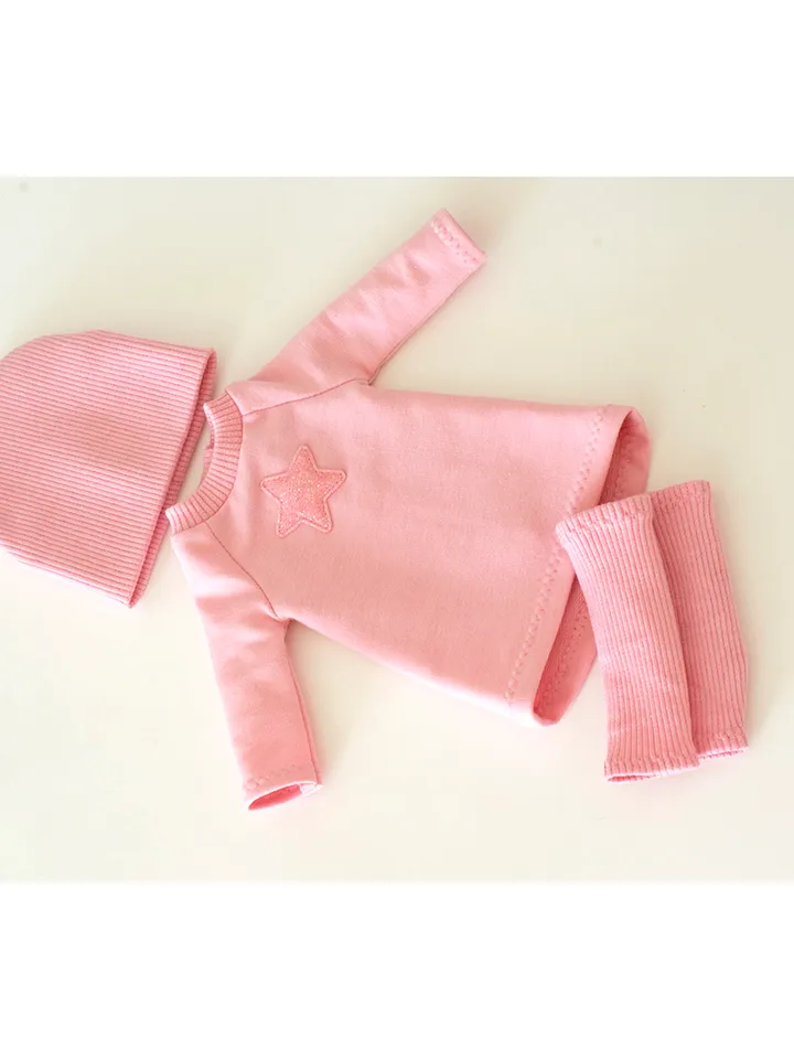 Pink and blue set clothes for Paola Reina doll, Siblies doll, Corolle, cute outfit for 13" doll, dress, hat and leggings
