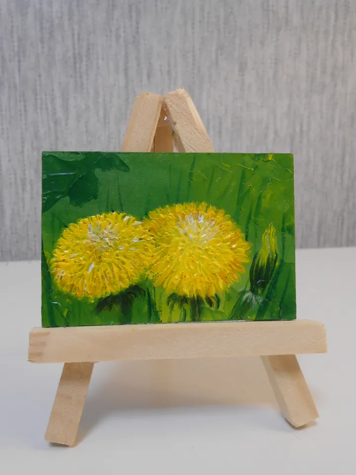 Dandelions.Oil painting.