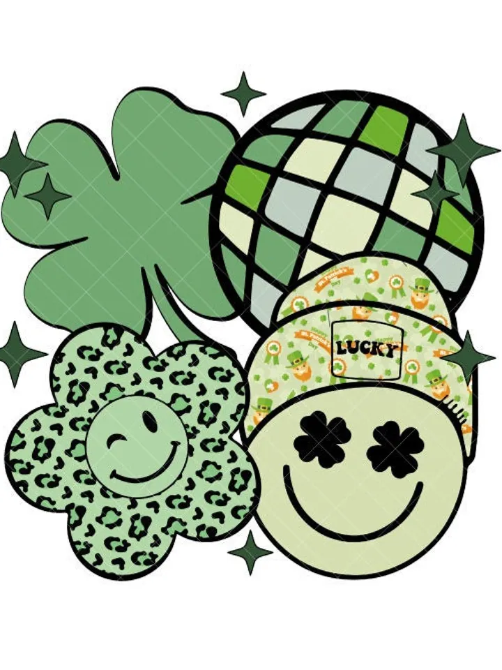 Lucky Vibes PNG, ST Patricks Day, Retro Groovy Lucky Smile, Patrick Day, Digital File, Patrick's Day Sublimation, Png Digital Sublimation