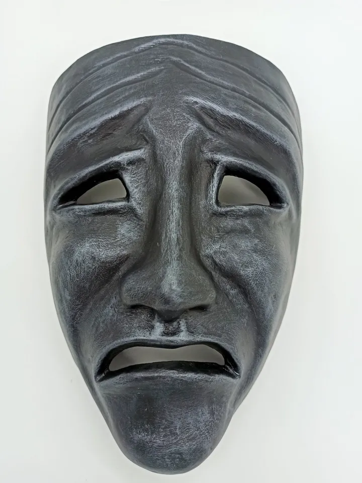 Tragedy drama mask wall art, venetian mask, unique wall art, wall hanging mask, theatre gifts.