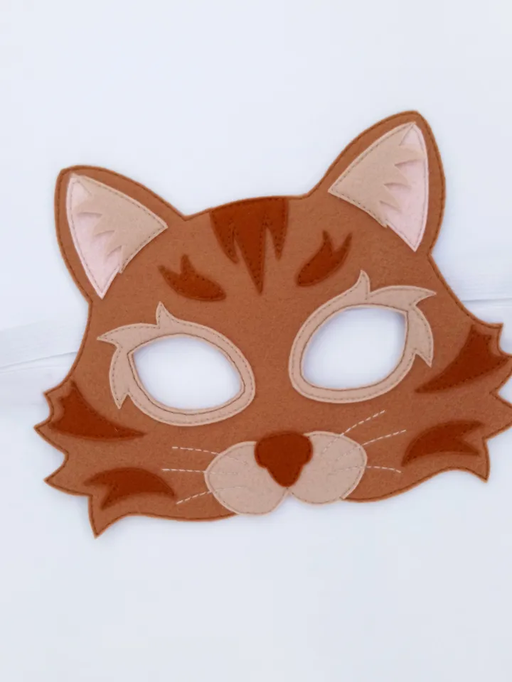 Tabby cat masquerade mask, halloween cat mask kid, felt kids mask, cat cosplay halloween costume.