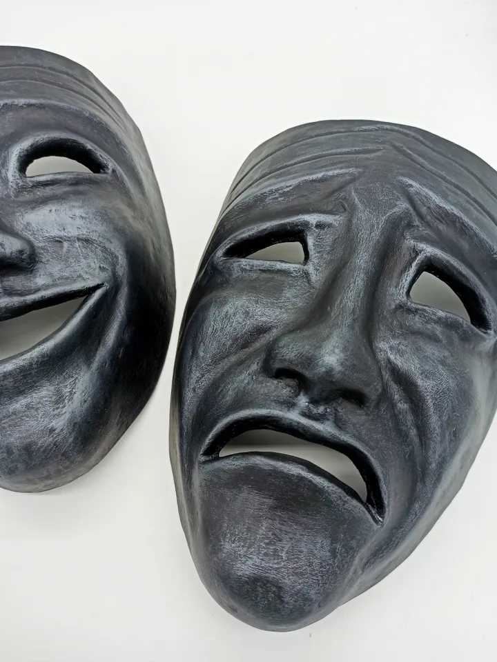 Tragedy drama mask wall art, venetian mask, unique wall art, wall hanging mask, theatre gifts.