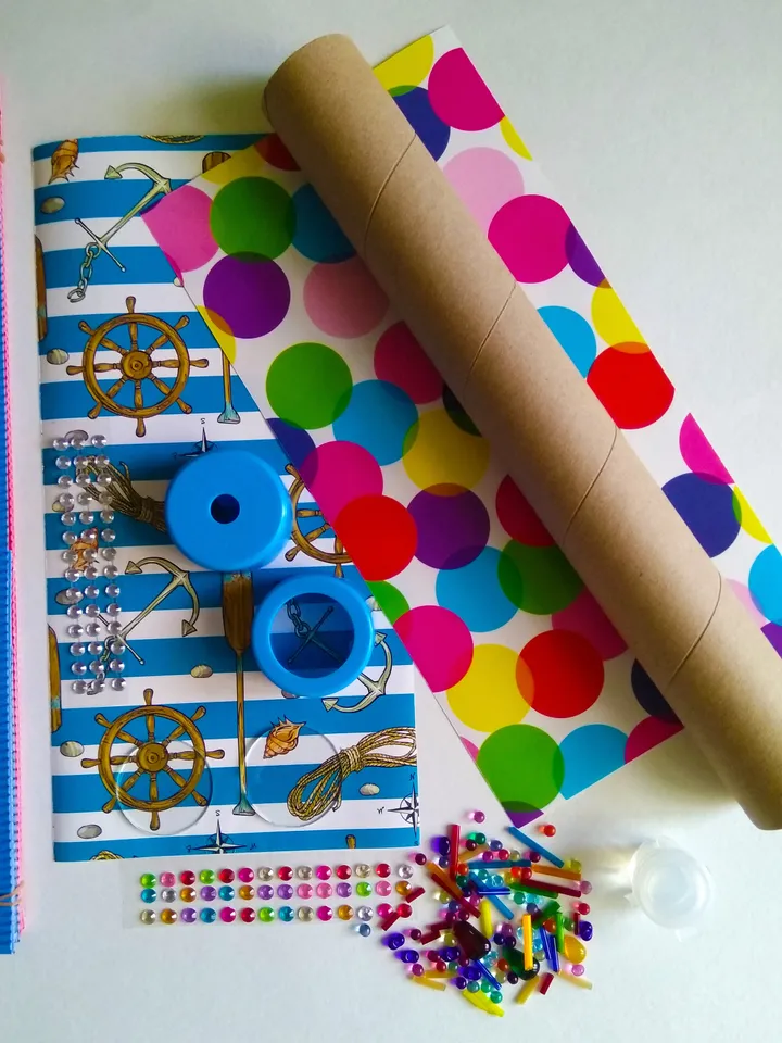 Diy craft kit educational activities kaleidoscope. Stim toy with color glass and mirror.