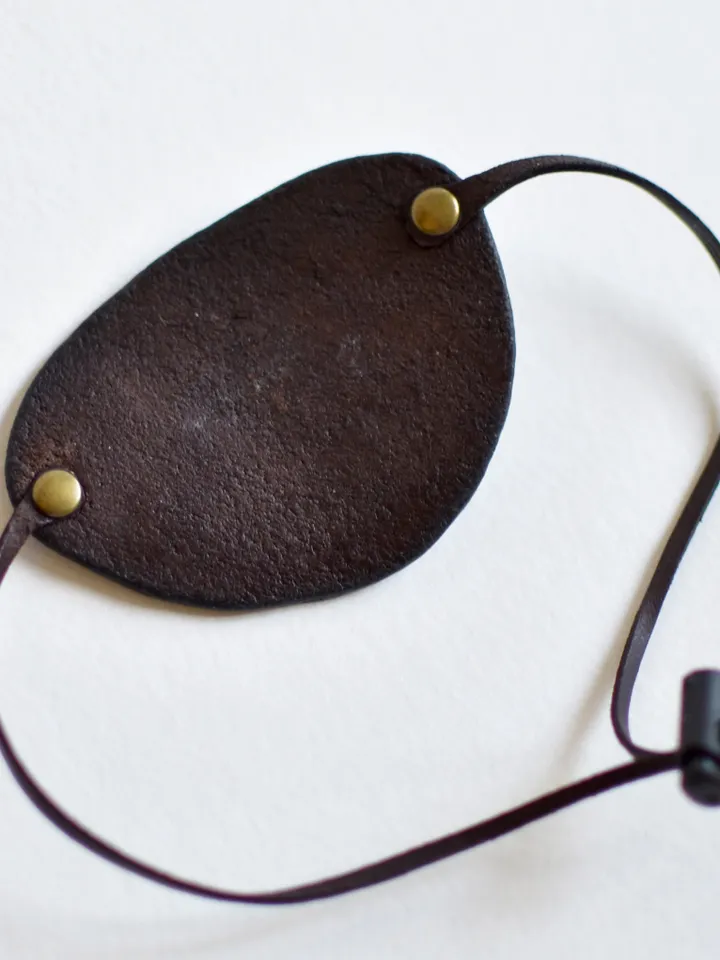 Black leather eye patch, pirate cosplay costume, pirate eye patch, custom cosplay costume.