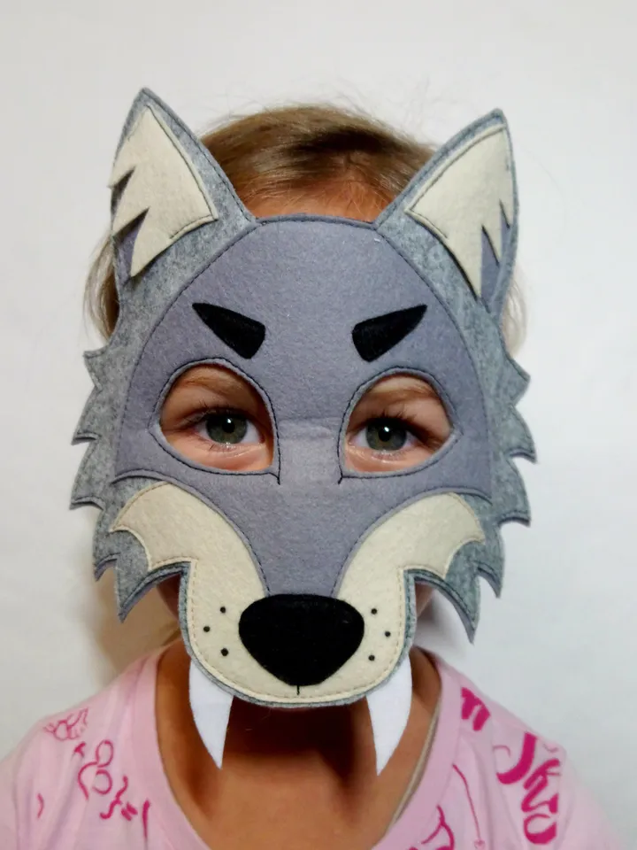 Wolf cosplay halloween mask, masquerade mask, kids wolf mask, werewolf costume mask.