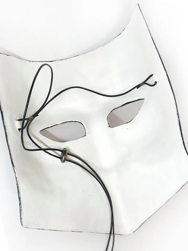 Bauta mask. Gold and black masquerade mask men. Venetian mask to carnival costume.