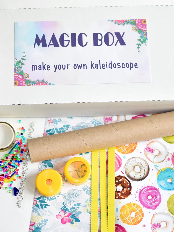Mystery box DIY craft kit kaleidoscope. Activity box for adults. Educational activities stim toy.