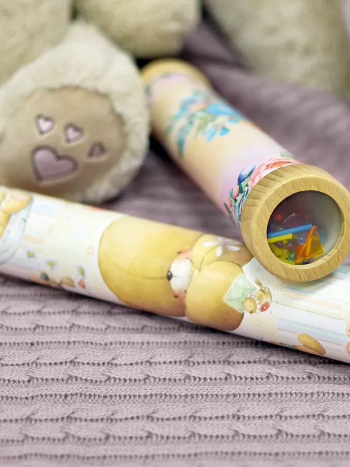 Mama bear  kaleidoscope. Memory bear as friendship gift for christmas eve box. Stress relief gift as roommate gift.