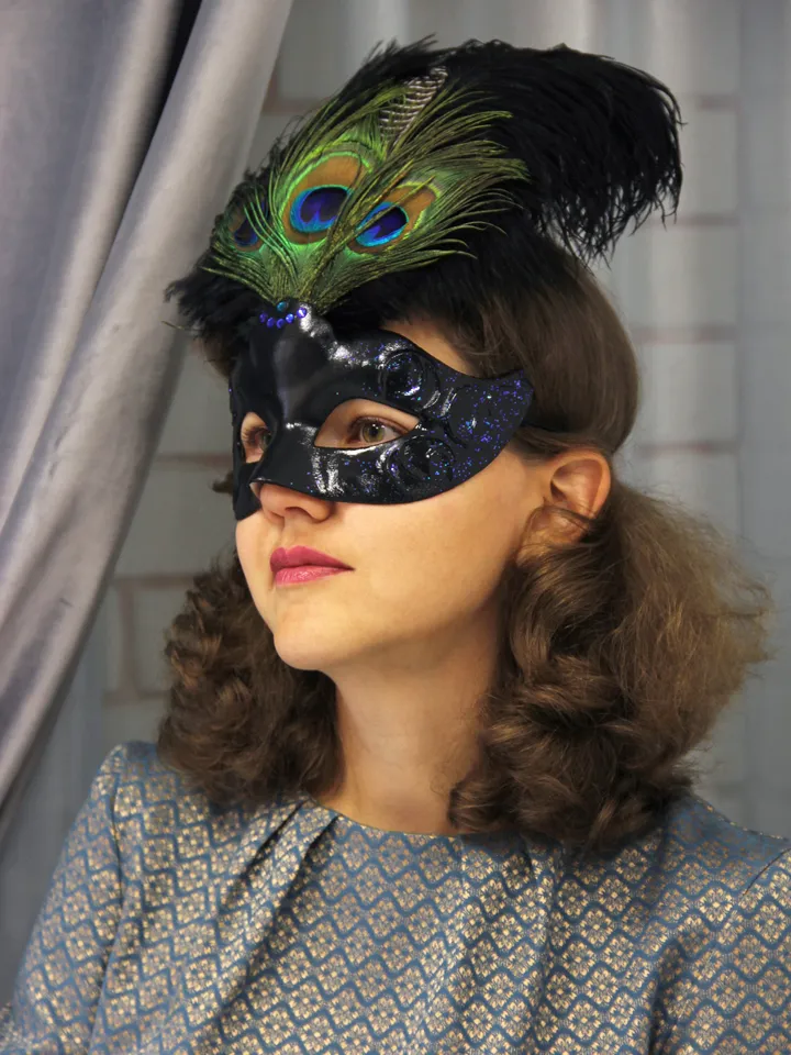 Peacock masquerade mask women to carnival costume, New years eve. Venetian mask to masquerade costume.