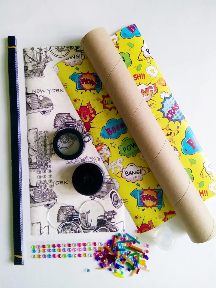 DIY craft kit with stress relief gift. Activiti box for adults with DIY kaleidoscope kit for christmas eve box.