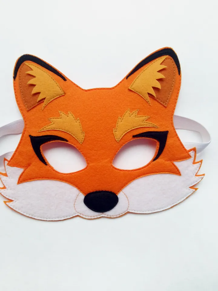 kids fox costume, Animal felt kids mask to cute fox cosplay costume girls, fox cosplay costume, animal felt red fox mask.