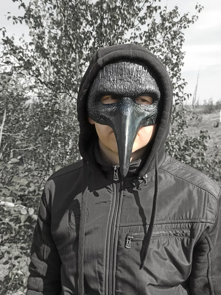 Cosplay masks for halloween costume men. Bird skull face mask. Crow mask. Black raven mask.