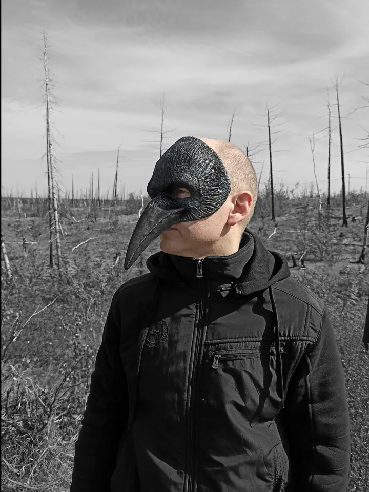 Cosplay masks for halloween costume men. Bird skull face mask. Crow mask. Black raven mask.