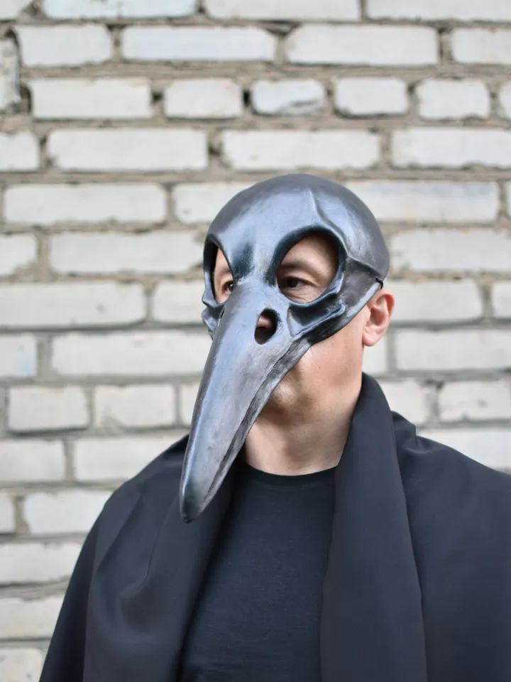 Post apocalyptic cosplay face mask for halloween costume. Bird skull mask. Raven skull face mask for men. Crow mask.
