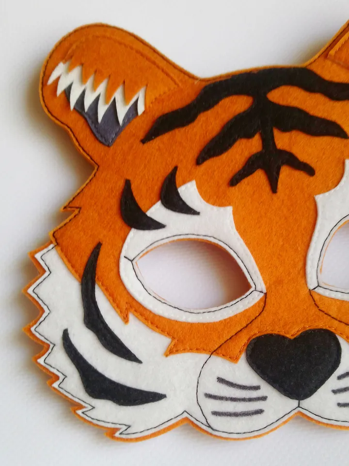 Tiger mask, kids masquerade mask, costume mask, tiger cosplay, halloween mask.
