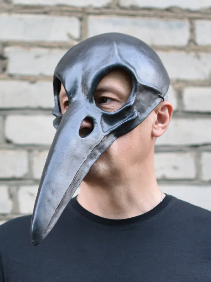 Post apocalyptic cosplay face mask for halloween costume. Bird skull mask. Raven skull face mask for men. Crow mask.