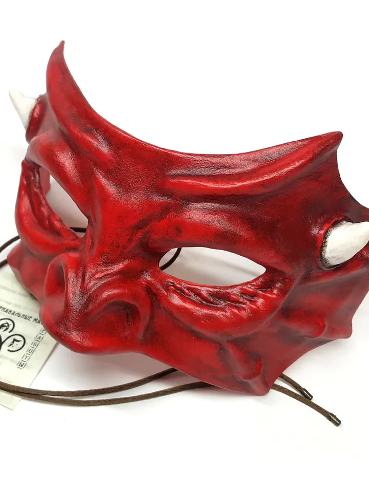 Red masquerade dragon mask, dragon age cosplay mask custom cosplay venetian mask for dragon costume adult.