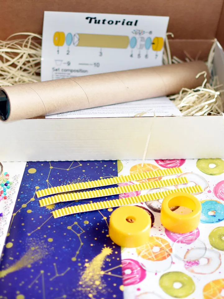 Kaleidoscope kit, Activity box for adults. DIY adult craft kit. Skill toy kids craft kits, science gifts.