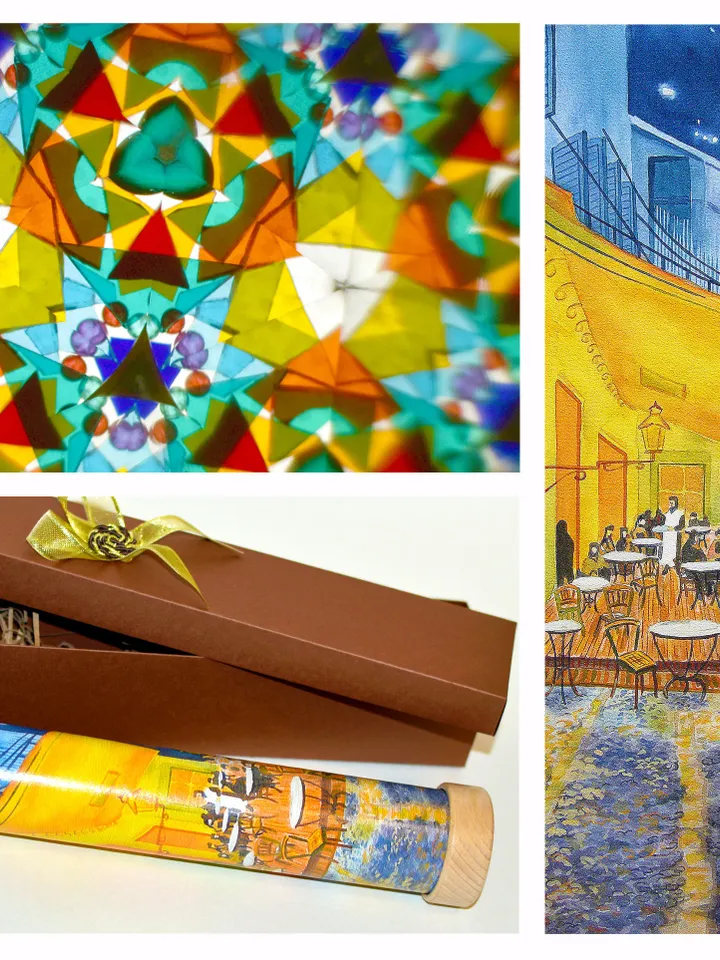 Vincent van gogh kaleidoscope as art teacher gift. Stress relief gifts for art therapy and gifts for dad from daughter.