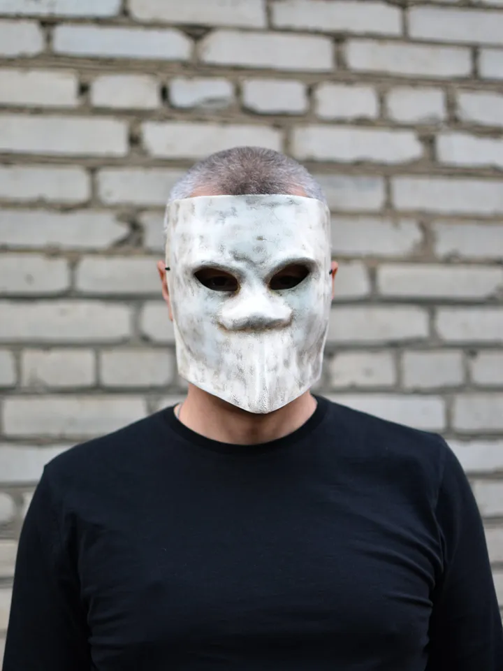 Masquerade mask Bauta to halloween costume. Venetian mask to masquerade costume. Horror face mask. Halloween mask.