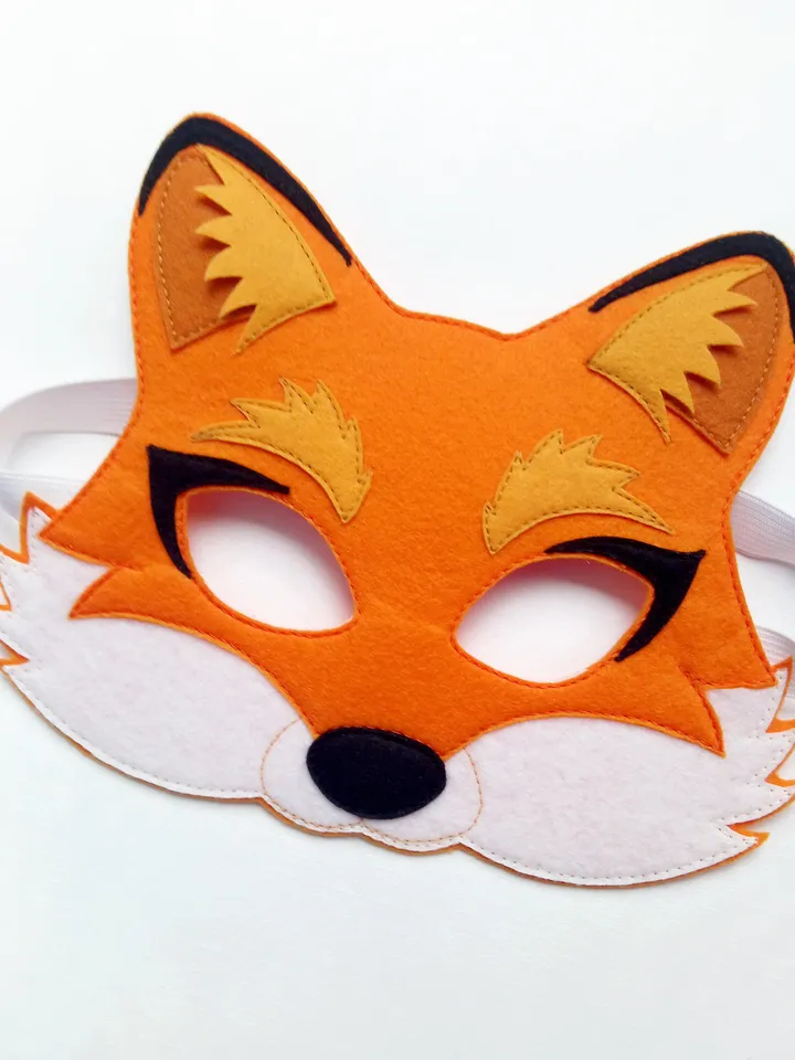 Fox halloween mask to kids fox costume, Animal felt mask to cute fox cosplay costume girls, fox cosplay costume, red fox mask.