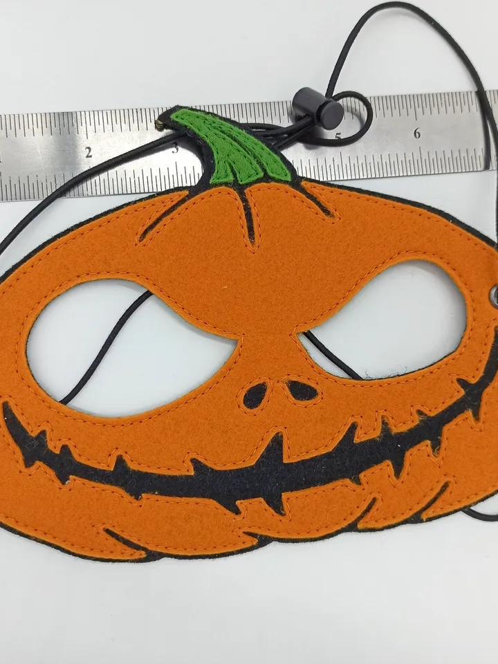 Pumpkin kids mask, felt halloween mask to pumpkin costume, jackolantern masquerade mask.