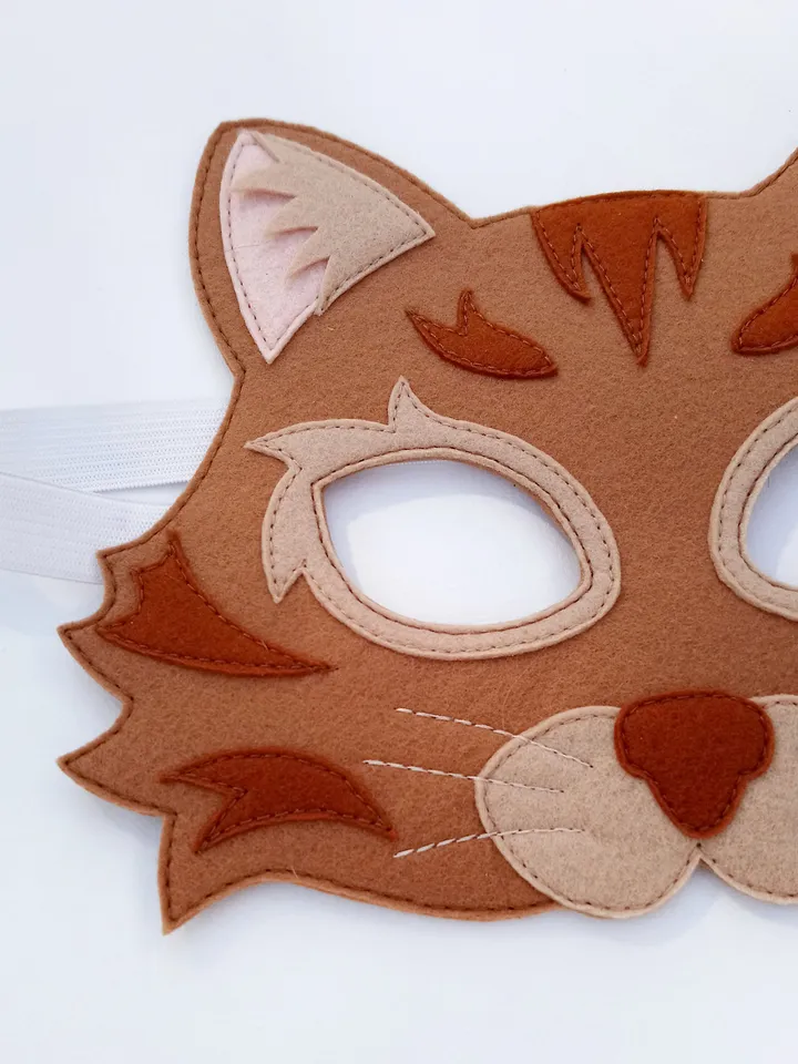 Tabby cat masquerade mask, halloween cat mask kid, felt kids mask, cat cosplay halloween costume.