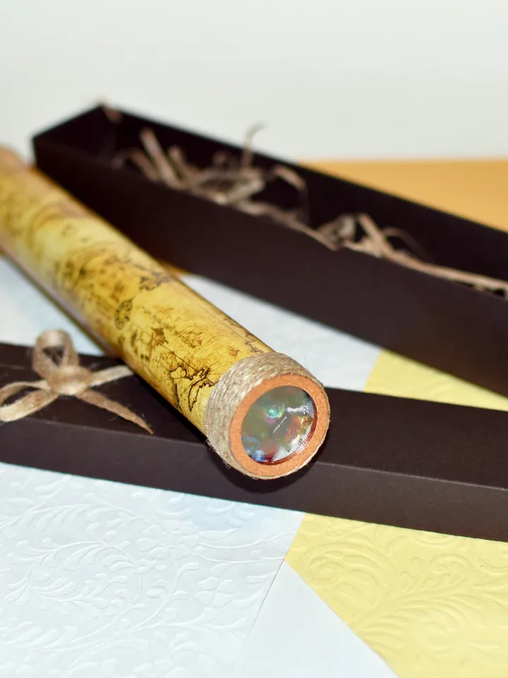 Kaleidoscope with treasure map art print. Pirate lover gift for christmas eve box. Friendship gift